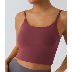 Halara Basic Padded Workout Cropped Tank Top in  Cordovan Burgundy Size S NWT